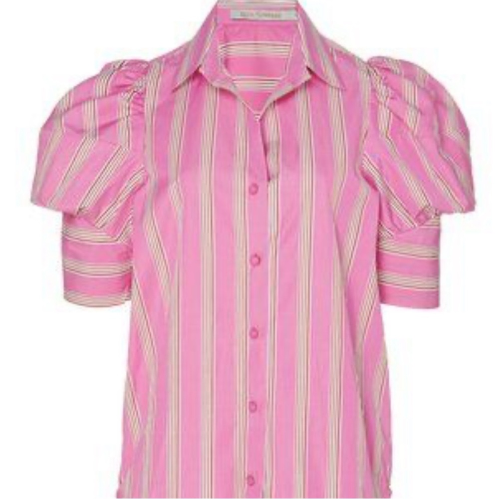 Silvia Tcherassi Budokan Striped Cotton Button Down Blouse